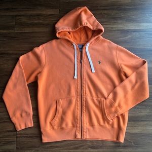 Polo by Ralph Lauren Sz Large Orange Hooded Zip-Up